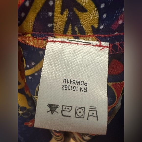 Just Found Dress 1X Red Floral Boho Maxi Sleeveless Chevron Hem Elastic Waist - Picture 5 of 7